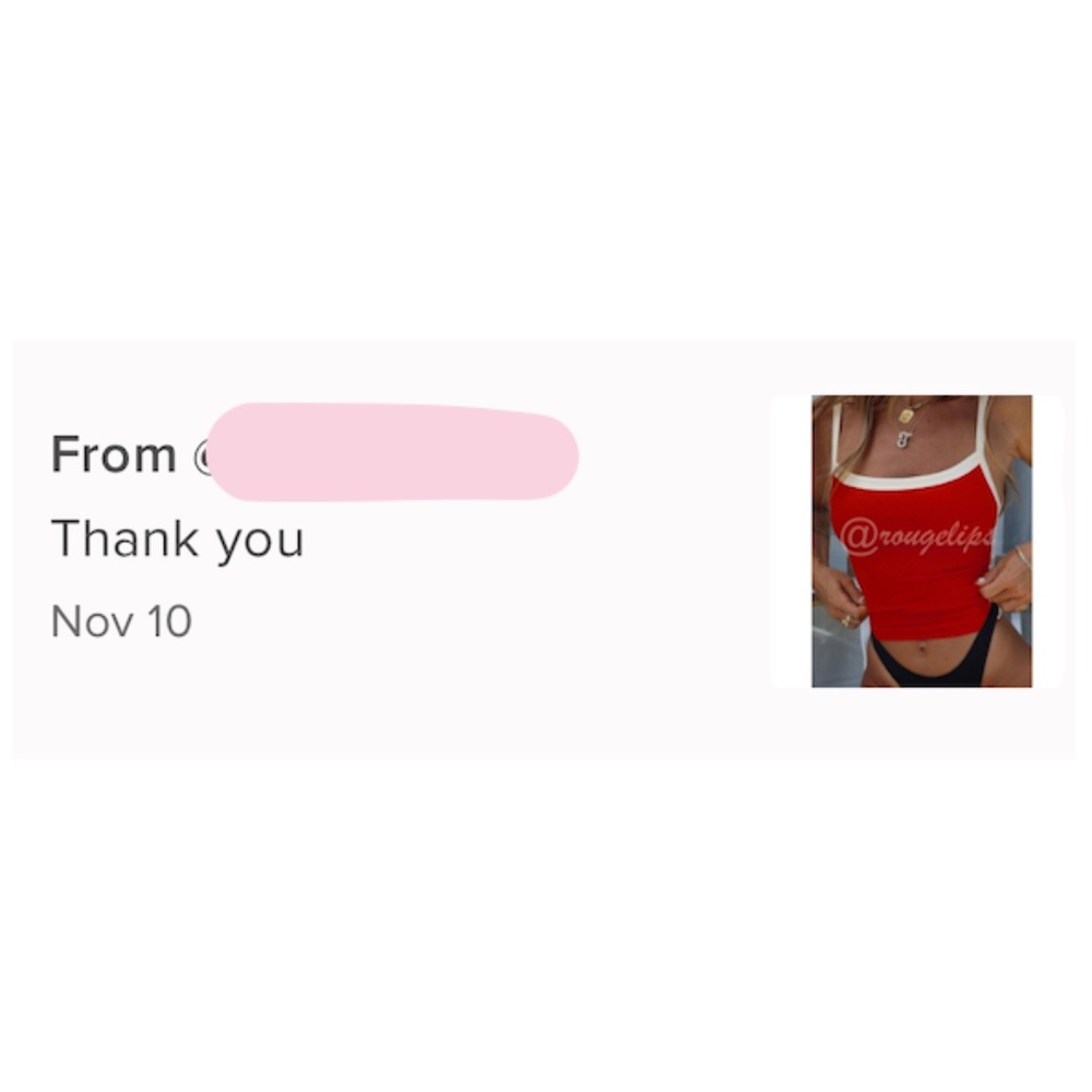Red Crop Top Tank, White Binding Trim Stretchy - Picture 8 of 8
